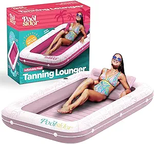 Premium Inflatable Tanning Pool Lounger | Large Inflatable Tanning Bed for Adults - 4 in 1 Multipurpose Suntan Tub | Pool Floats Adults, Inflatable Pool Float | Tanning Float - Sunbathing Pool Raft