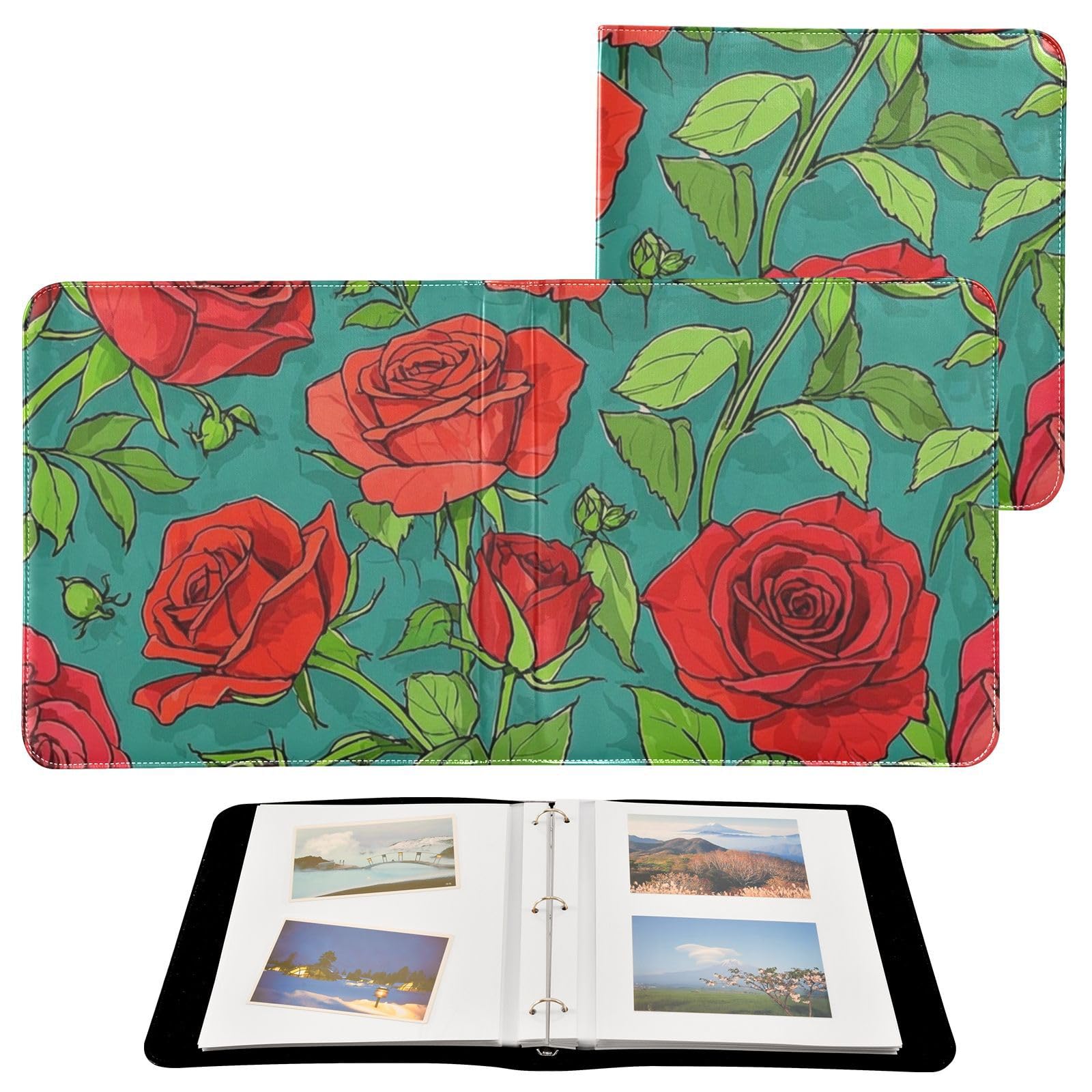 Photo Album 4x6, 5x7,6x8,Artificial Leather Photo Albums with 20 Detachable Sheet Rose Pattern for Family Wedding,Multi 5