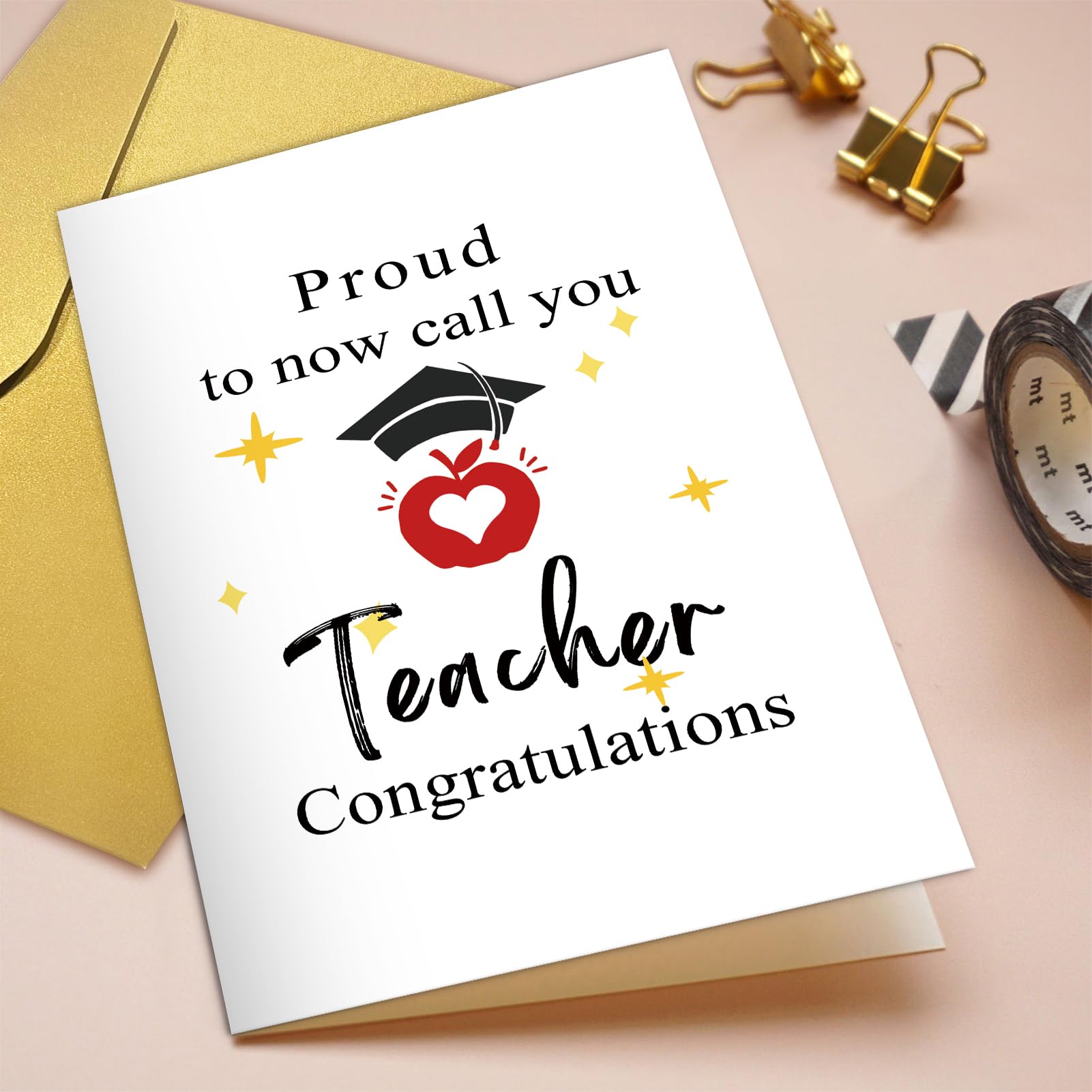 Qiliji Tarjeta de graduación para maestros, tarjeta de graduación escolar de enseñanza, tarjeta de graduado universitario de nuevo profesor, felicitaciones por convertirse en profesor, orgulloso de