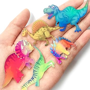 100Pcs Holographic Dinosaur Stickers Nature Decorative Adhesive Watercolor Scrapbooking Supplies Journaling for Adults Card Making Scrapbook Materials Craft Daily Planner