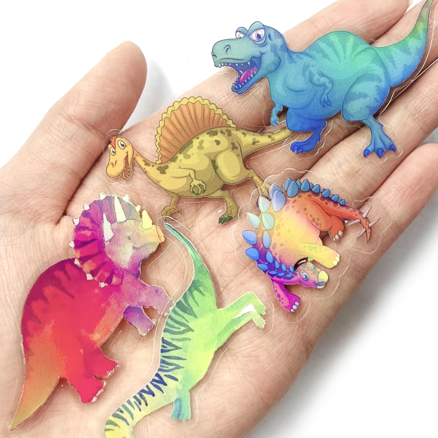 Photo 1 of 100Pcs Holographic Dinosaur Stickers Nature Decorative Adhesive Watercolor Scrapbooking Supplies Journaling for Adults Card Making Scrapbook Materials Craft Daily Planner