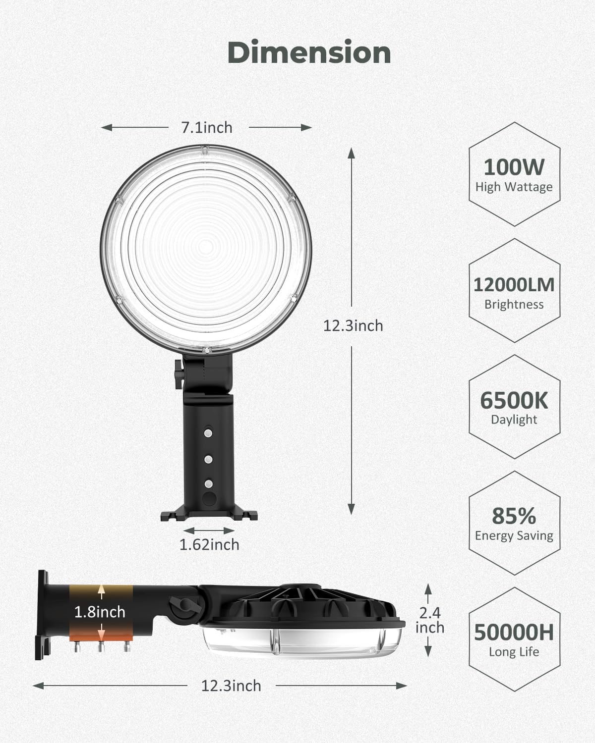 toberich LED Barn Light, 100W 12000LM Dusk to Dawn Outdoor Lighting with Photocell 6500K Adjustable Angle Daylight Outdoor Lights IP66 Waterproof Area Street Lights for Security/Yard/Farmhouse