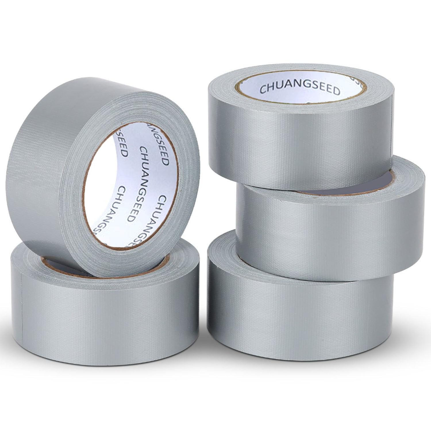 CHUANGSEED 5Rollen Panzertape Silber 27.4m x 50mm –extra stark, panzerband Grau Gewebe-Klebeband Wasserdichtes Reparaturband für innen & außen gewebeverstärktes Reparaturband