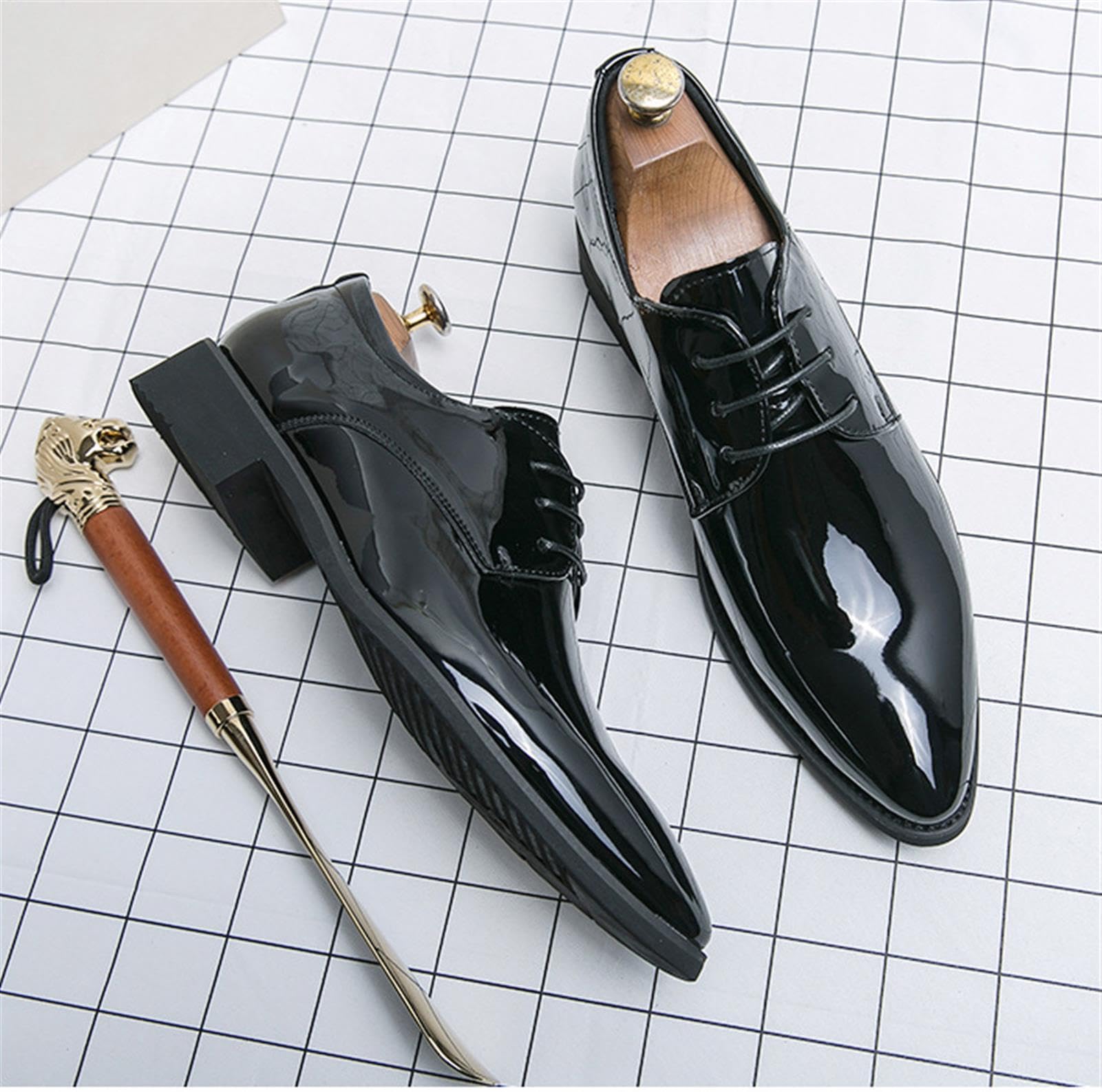 Scarpe Uomo Oxford Vernice Sfumate Business Matrimonio Lavoro | Stringate Uomo Eleganti Scarpe in Pelle PU Lucida Suola in Gomma Antiscivolo Comode Calzature per Ufficio Cerimonia