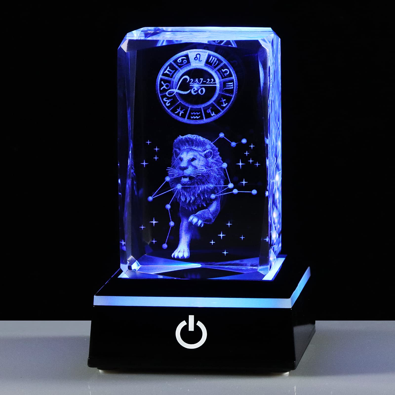 Movdyka 3D Crystal Leo Glass Lamp