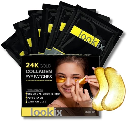 Parches de ojos dorados de 24 quilates para ojos hinchados, mascarillas de colágeno para ojeras e hinchazón, máscara antienvejecimiento debajo de