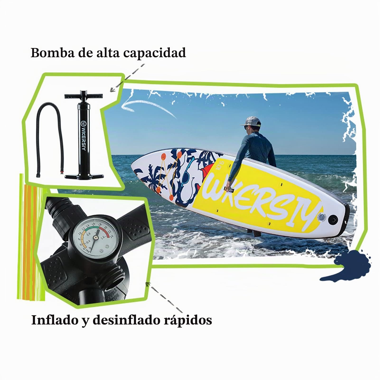 Lixada Tabla Paddle Surf Hinchable con Accesorios Premium, Tabla Padel Surf Hinchable con Remo Doble Uso y Asiento Kayak, Stand Up Paddle Gran Estabilidad y Resistencia, Paddle Board
