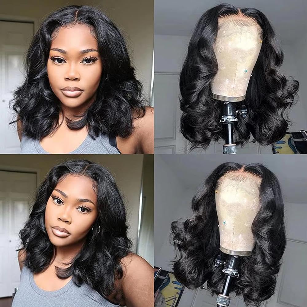 Haarpflege 180% Dichte Bob Body Wave Wear And Go Kleberlose Perücke Für Frauen 100% Echthaarperücken Vorgezupfte Spitze(10inches)