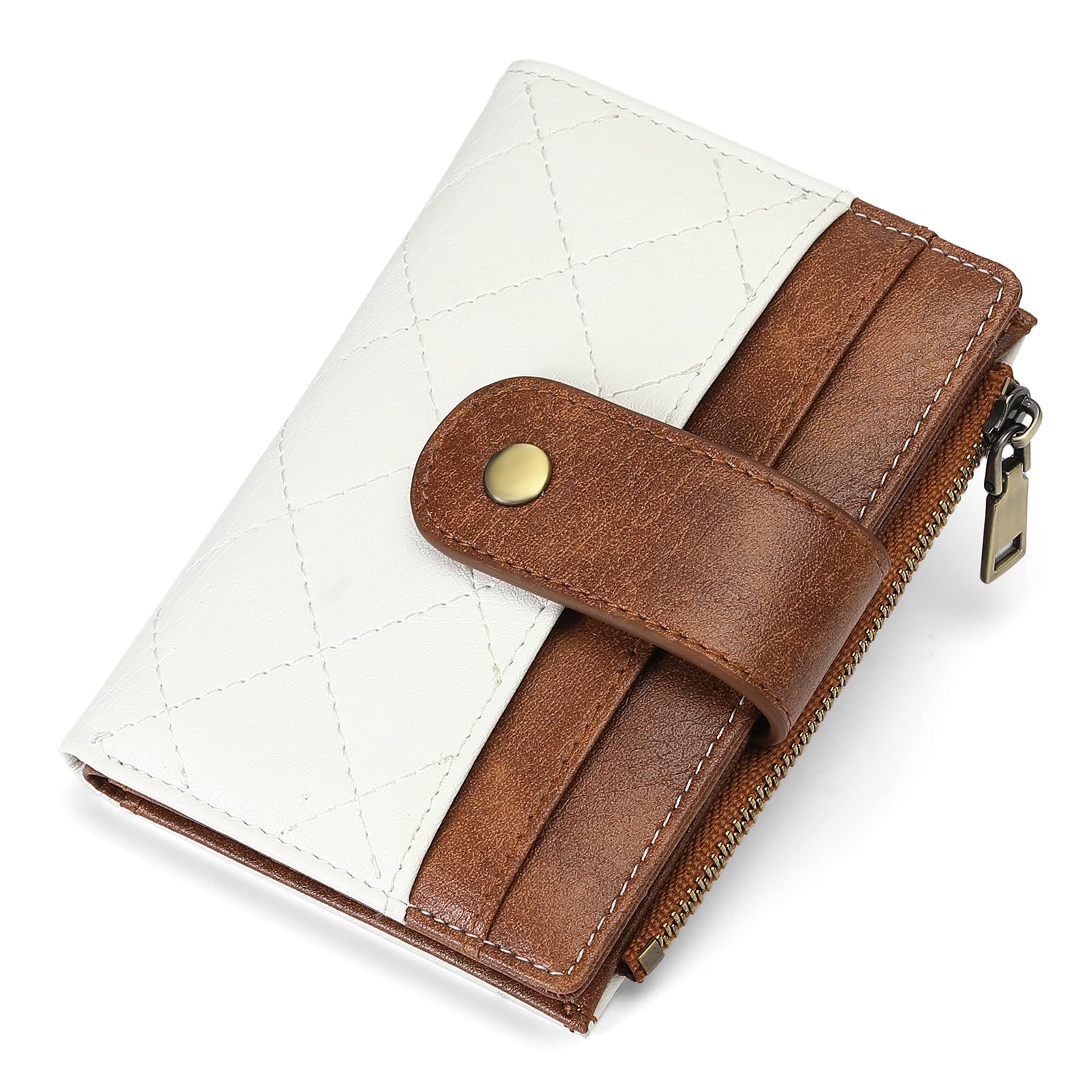 GAEKEAO Small Wallet for Women Leather RFID Blocking Card Holder Bifold Zipper Pocket Wallet with ID Window