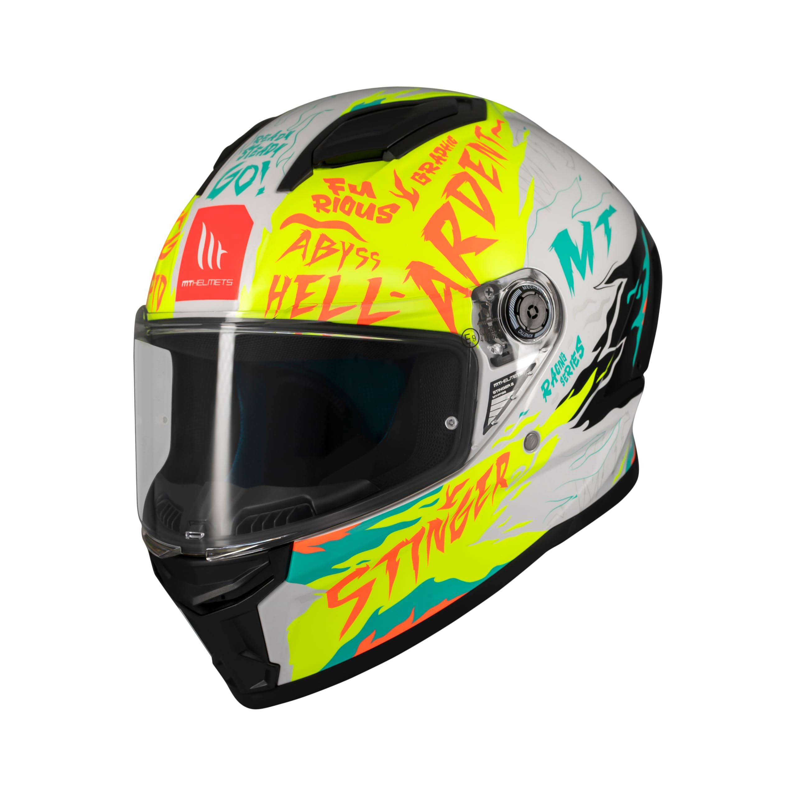 MT HELMETS Stinger 2 – Casco Moto Integral Deportivo con Pantalla Antivaho Compatible con Pinlock, Visor Solar Full Vision, Interior Lavable y Calota HIRP | Homologado ECE 22.06 & DOT