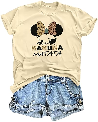 Animal Kingdom Shirt for Women Hakuna Matata Graphic Tee Cute