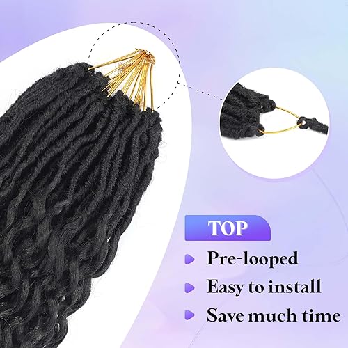 Miniatura 3 de DoeSeor Goddess Locs Cabello de Ganchillo de 24 Pulgadas Ondas Profundas 8 Paquetes Nuevos Locs Sintéticos Suaves Trenzas de Ganchillo Extensiones