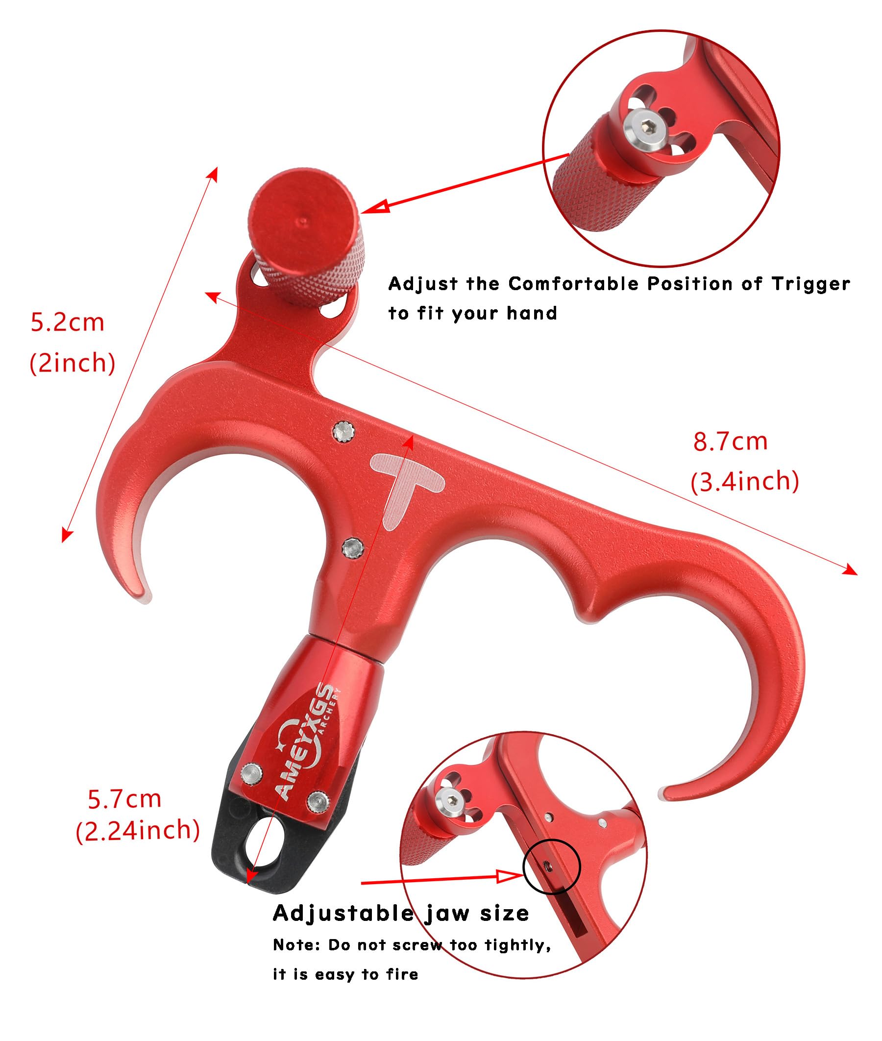 Aiuti per Il Rilascio del tiro con L'Arco con Corda a D-Loop, Arco Composto Aiuto per Il Rilascio del grilletto del Pollice per Accessorio per Arco Composto RH&LH