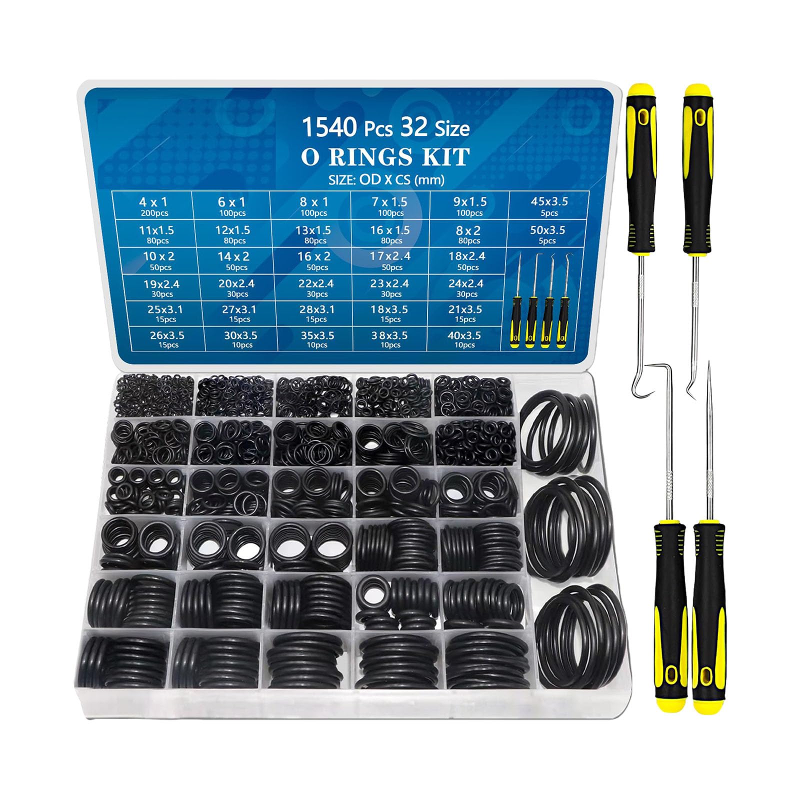 Nitrile Rubber Seal Rings Assortment Includes Pick for Quick Replacement in Cleaning Machines and Plumbing Repairs Metric Nitrile Rubber O Rings
