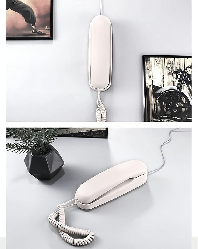 Teléfono de línea fija con cable blanco durable para oficina miniatura 3