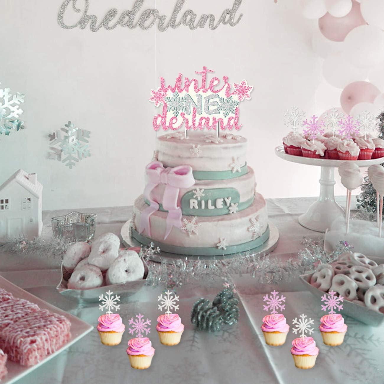 Buy Winter Onederland Birthday Party Decorations Girl Pink Wonderland Snowflake 1st Birthday Party Supplies With Snowflake Photo Banner Winter Onederland Banner Cake Topper Online In India B08hk99wcm