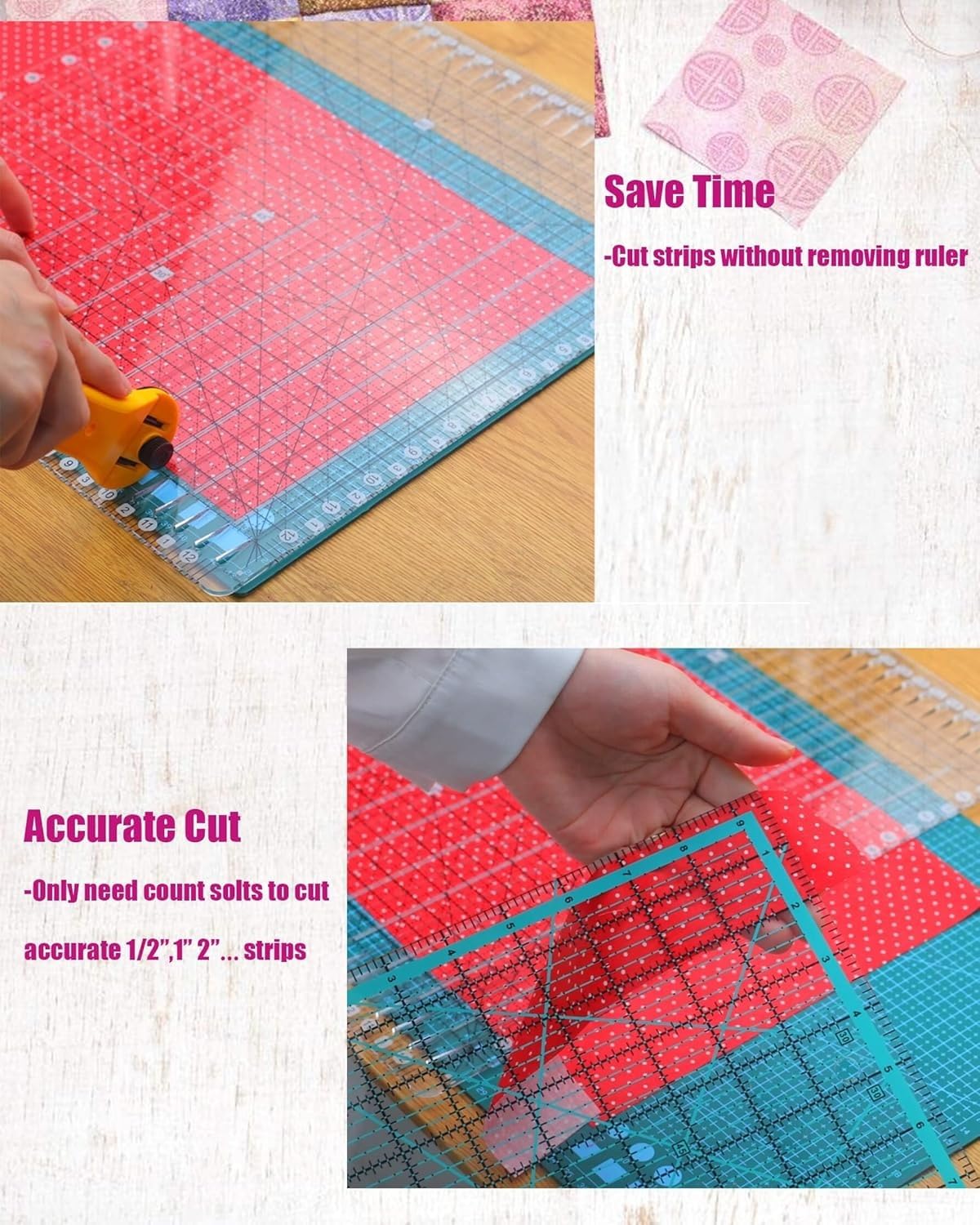 Righello Quilt di grandi dimensioni 30,5 x 30,5 cm Righello a fessura per quilting e cucito Quilt-Strisciole per tessuto quilting e cucito
