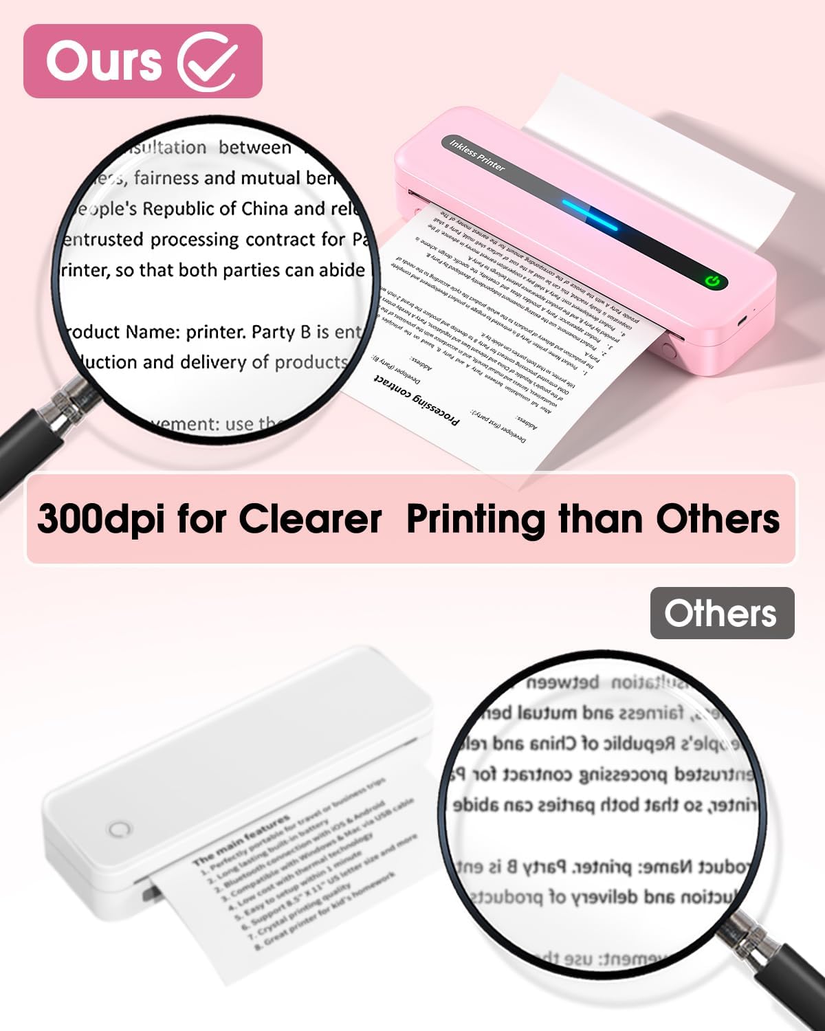 Itari Portable Printer Wireless for Travel with 2 Rolls of Thermal Printer Paper 8.5 x 11 US Letter for M08F M832 Portable Printer