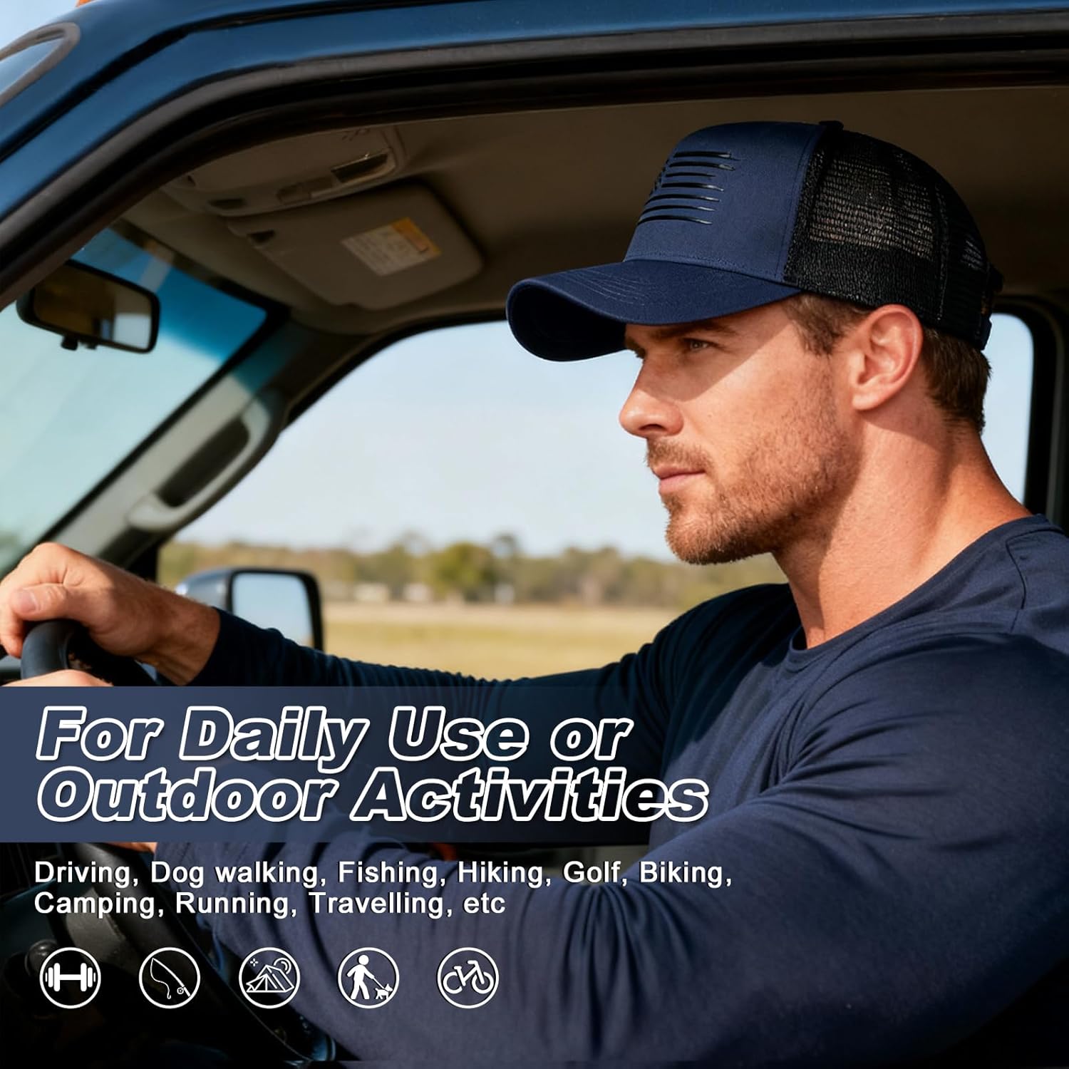 Oversized XXL American Flag Baseball Cap for Men & Women - Big Head Adjustable Snapback Hat - Patriotic Mesh Trucker Hat - Image 3