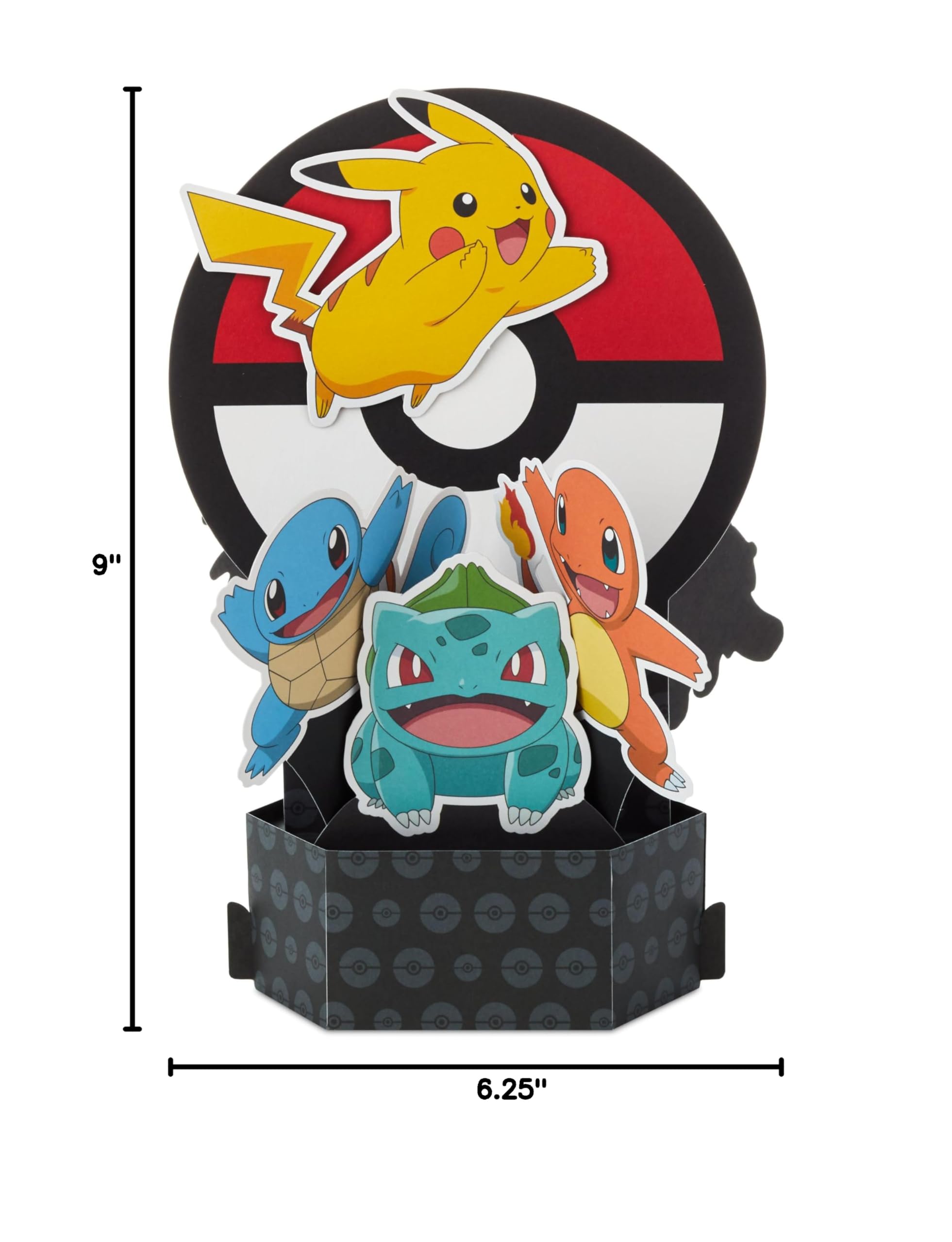 Hallmark Pokémon Pop Up Birthday Card for Kids (3D Pikachu, Charmander, Squirtle, Bulbasaur) for Birthday Boy, Son, Grandson, Nephew