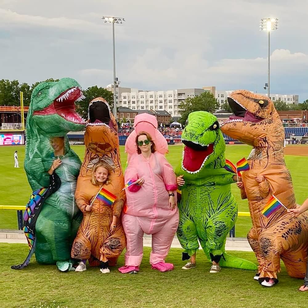 MXoSUM Blow up Dinosaur Costume Adult Inflatable Dinosaur Costume Suit Funny T- rex Costume Outfit Halloween Party Dino Suit - Image 5