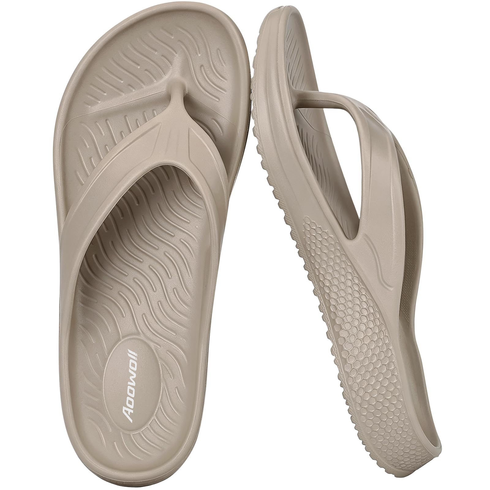Aoowoll Flip Flops for Men with Arch Support Non-Slip Thong Beach Sandals | Quick-Dry EVA, Flexible Fit, Lightweight Packing Essential, Easy-Care Design for Summer Camping,Pool & Travel,Dog Walks,SPA