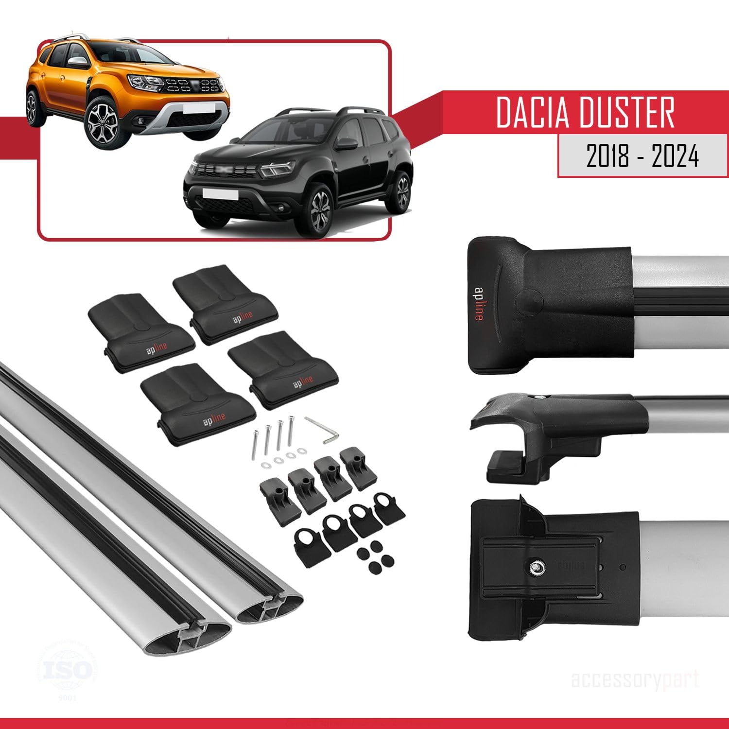 RE&AR Tuning Per Dacia Duster 2018-2022 Barre Portatutto Portapacchi Barre Tetto FLY Modella GRIGIO