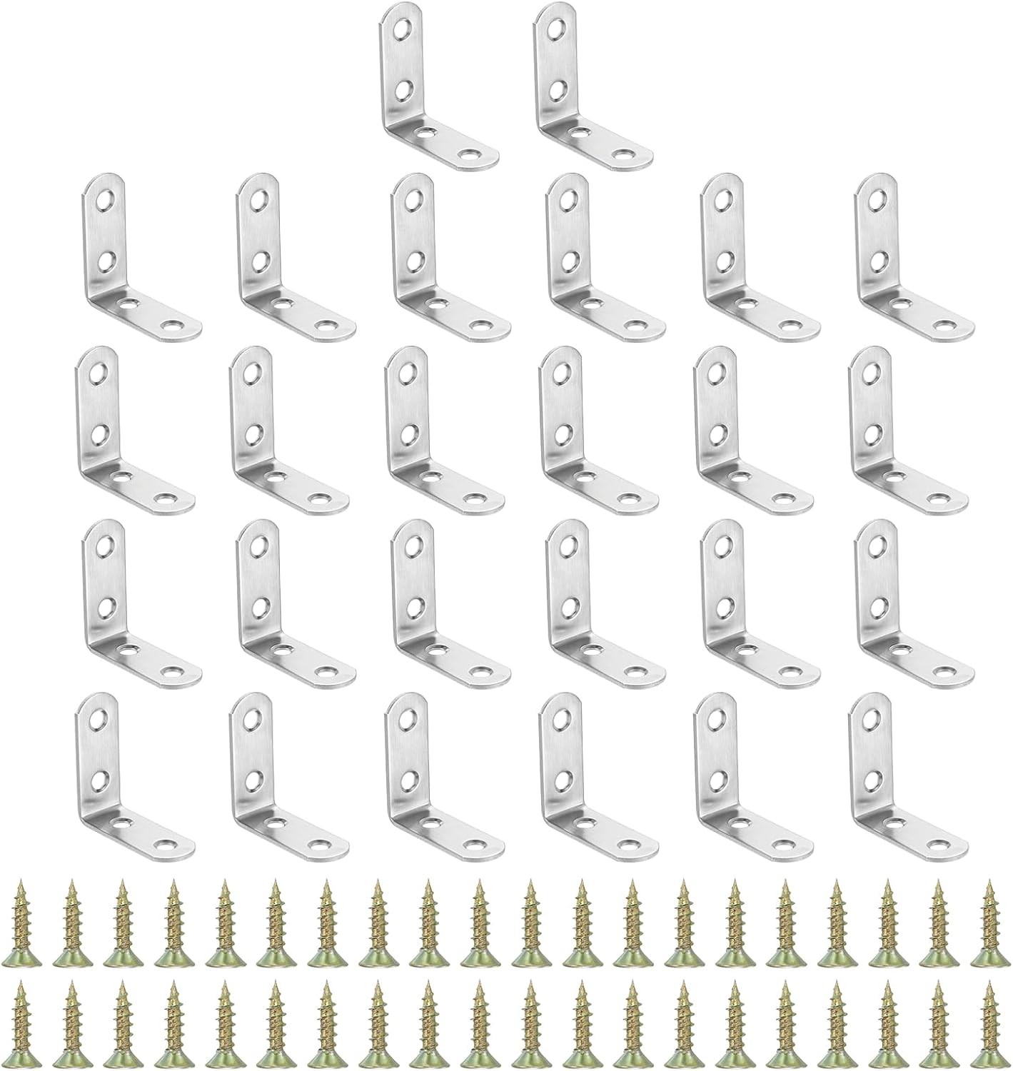 PATIKIL Stainless Steel Corner Braces 0.79 x 0.79 Inch,20 Pieces L Bracket Joint Right Angle Support Bracket L Shaped Corner Fasteners with Screws for Shelves, Silver
