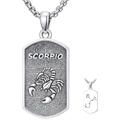 Flpruy Zodiac Necklace 925 Sterling Silver Constellation Necklace Zodiac Sign Necklaces Horoscope Jewelry Christmas Birthday Astrology Gifts for Men Women Unisex