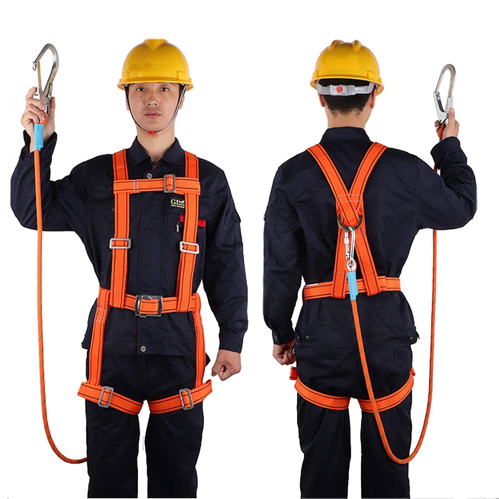SwaYve Cinturón de Seguridad para Trabajos Aéreos, Kit de Arnés de Seguridad para Protección Contra Caídas, Kit de Arnés de Seguridad para Todo el Cuerpo, Arnés de Protección Personal para Escalada/Bi