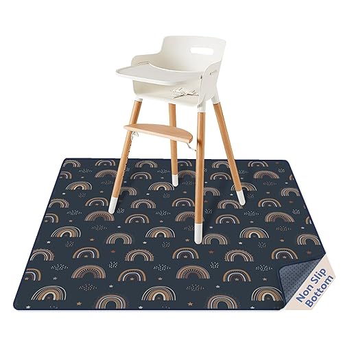 Blissful Diary Tapete para salpicaduras de bebé para debajo de la silla alta, 50.4 x 50.4 pulgadas, tapete lavable, protector de suelo Retro