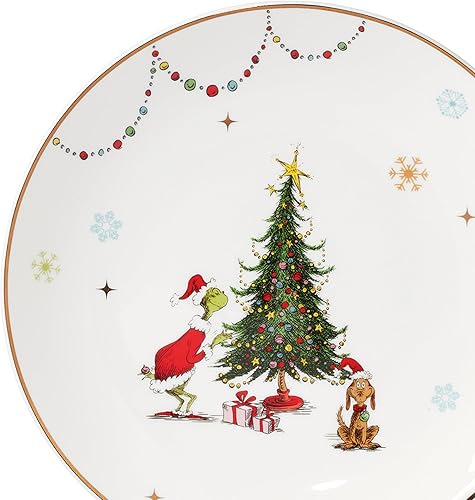 Miniatura 3 de LENOX 895052 Platos llanos Merry Grinchmas, juego de 4, verde, 10.75 pulgadas