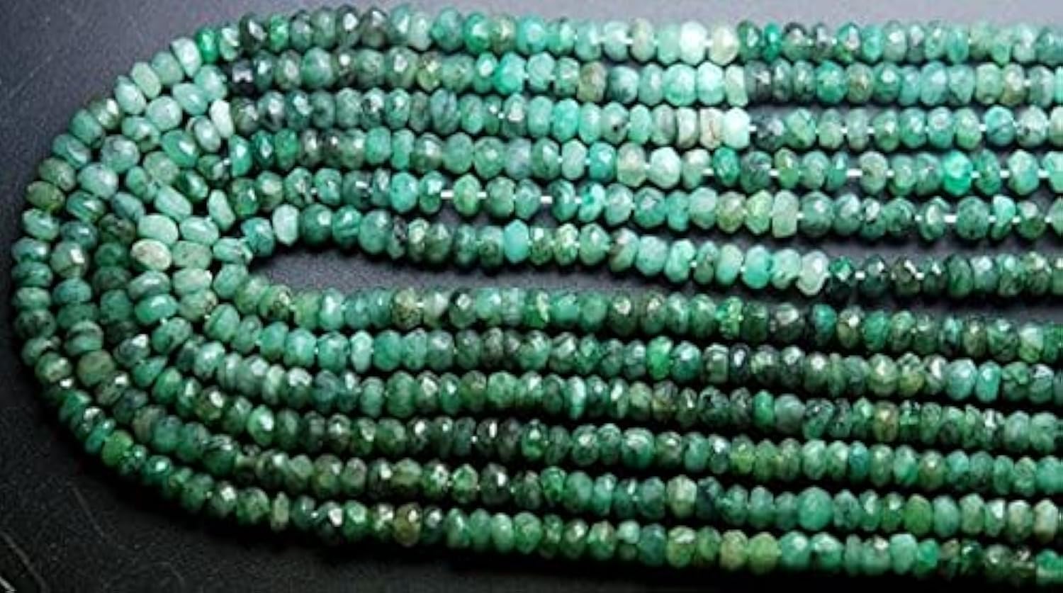 Émeraude naturelle de qualité supérieure : perles rondelles facettées 4mm pour bijoux