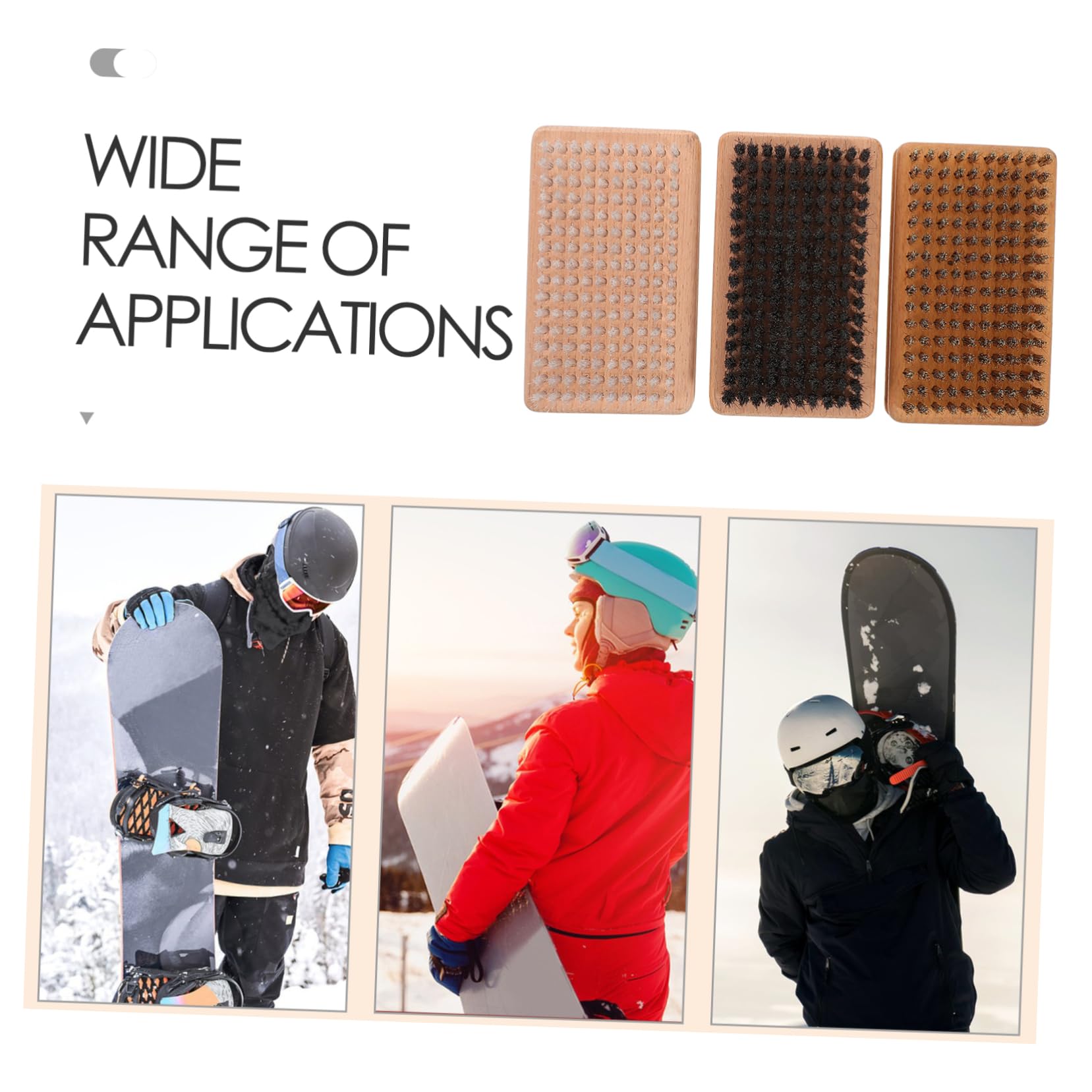 SUPVOX 3pièces Brosse à Fartage pour Skis Outil de Nettoyage et Polissage Accessoire de Ski Manuel de Brosses pour Snowboard