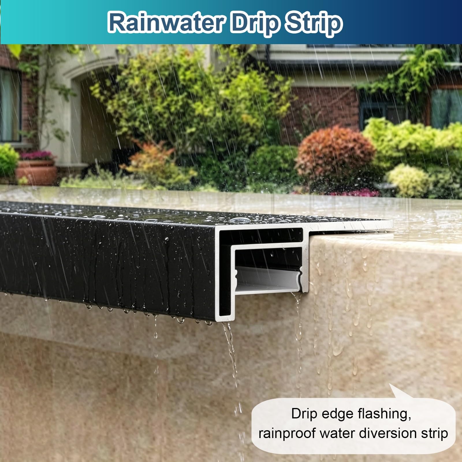 Protector Del Borde Superior De Pared Exterior/Perfil De Acabado Con Canal Para Iluminación LED, Perfil Vierteaguas Para Alféizar,(80inch/203.2cm L)