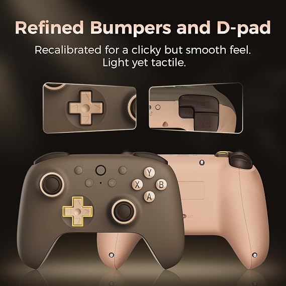 AKNES 8Bitdo Ultimate 2C 2.4G Wireless Controller for Windows PC and Android, with Hall Effect Joysticks and Hall Trigger, 1000Hz Polling Speed and Mappable L4/R4 Buttons (Brownie)