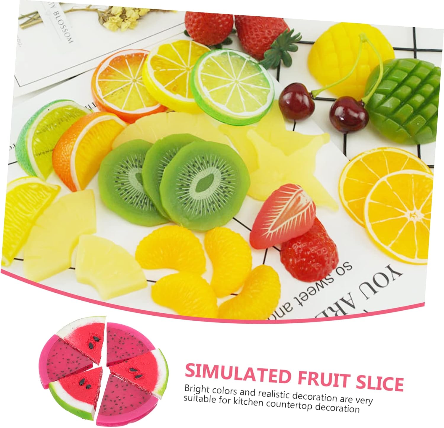 ORFOFE Artificial Fruit Slices Fake Fruit Decor Watermelon Pitaya Pieces Home Decor Photography Props Realistic Faux Adornments