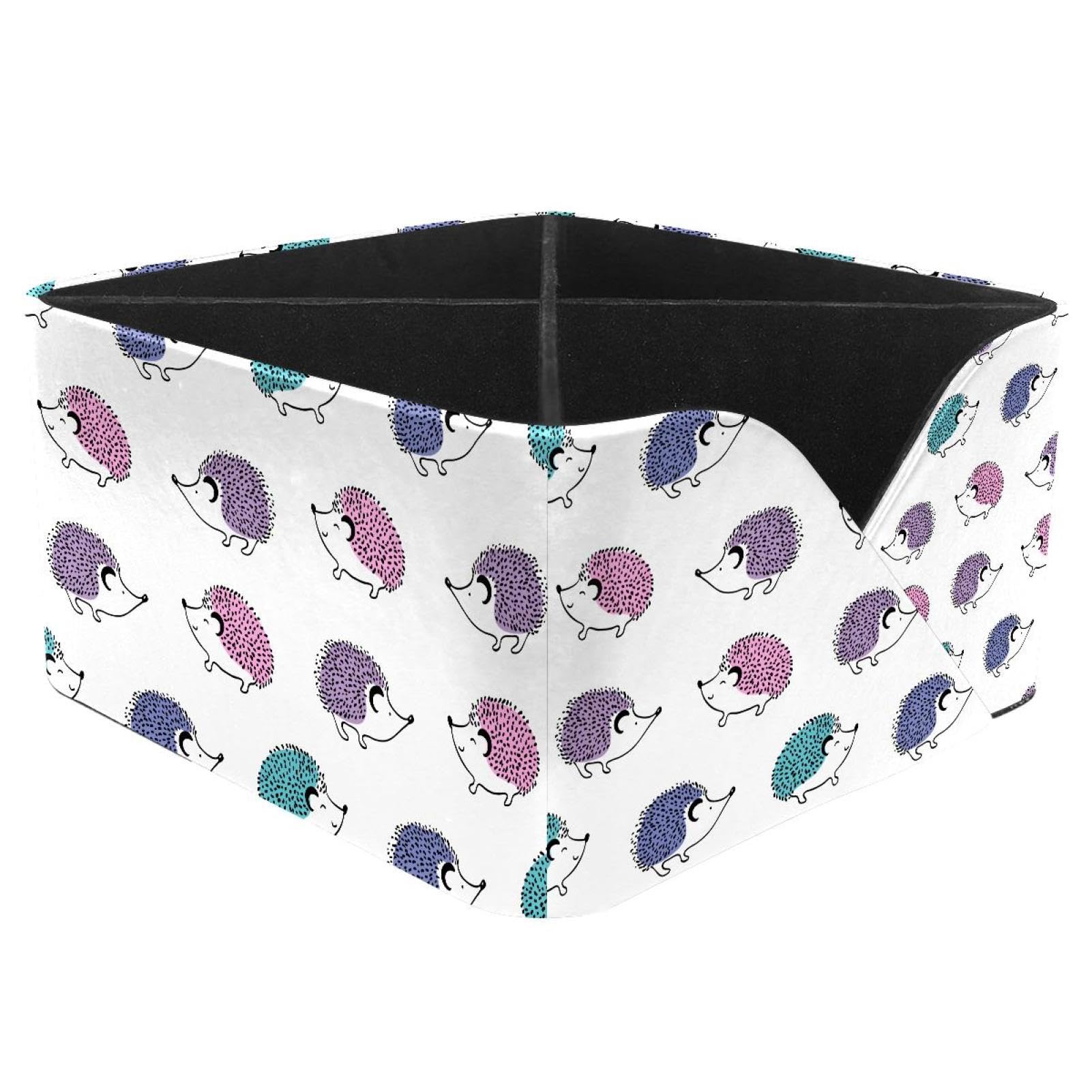 KengjuTesu Hedgehog Cute cartoon Animal Pattern Desktop Organizer Pen Holder, Rectangular Pencil Cup for Office, Study and Makeup Stations
