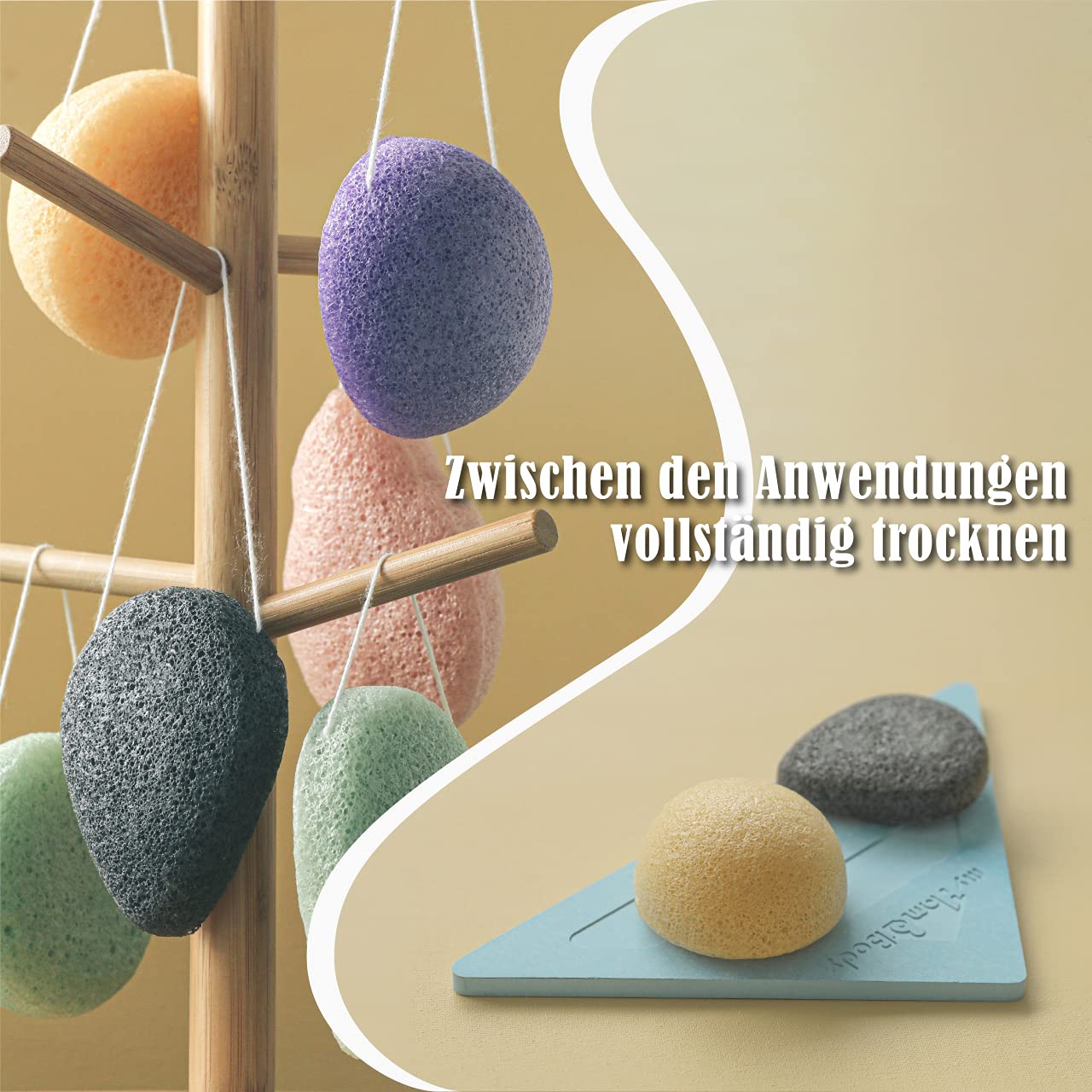 myHomeBody Konjac gąbka do twarzy, naturalne gąbki do twarzy Konjac, do delikatnego oczyszczania twarzy i peelingu, z węglem aktywnym i aloesem, zestaw 4 szt.