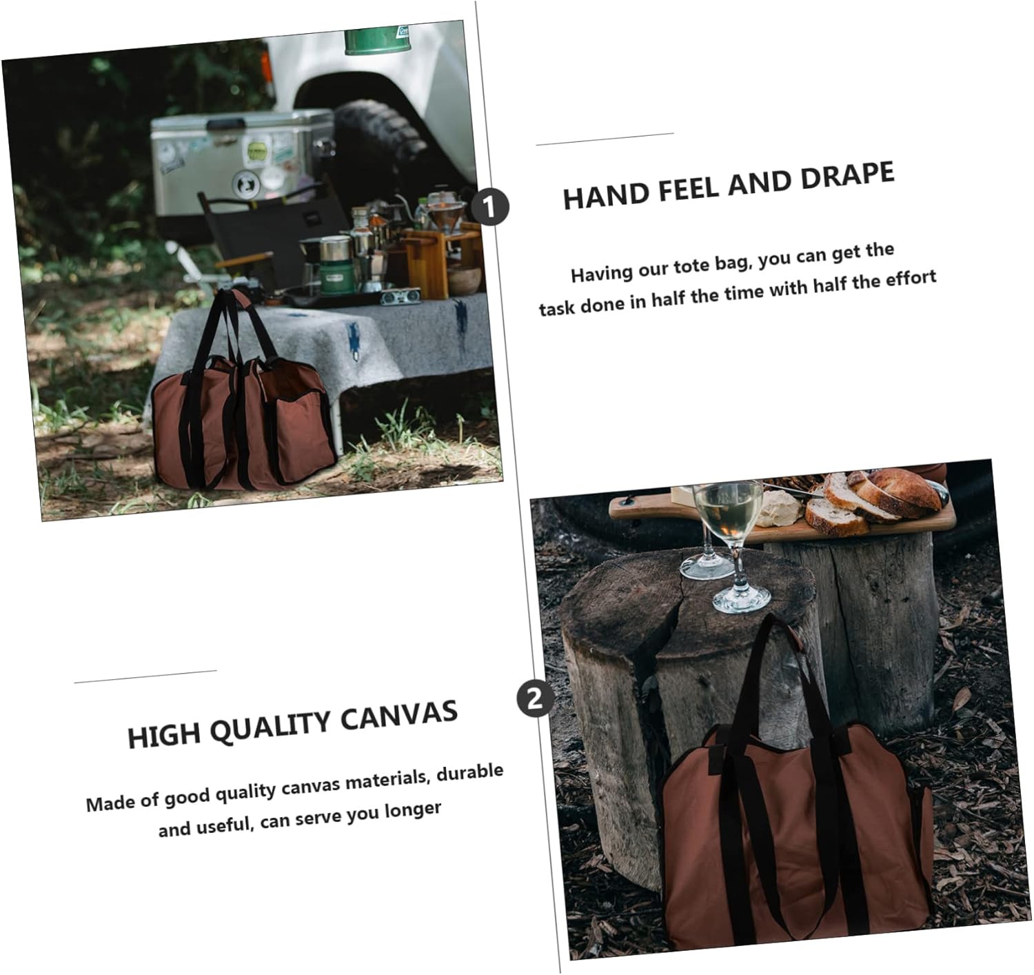 Cabilock Collapsible Firewood Carrier Pouch Canvas Log Holder for Outdoor Transport and Camping for Firewood Collection and Storage