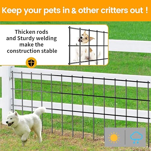 Miniatura 3 de Valla de Barrera de Animales para Jardín 11.4 m(L)×38.1 cm(H), 15 Paneles Valla sin Excavación, Barrera Subterránea para Decks, Valla de Barrera
