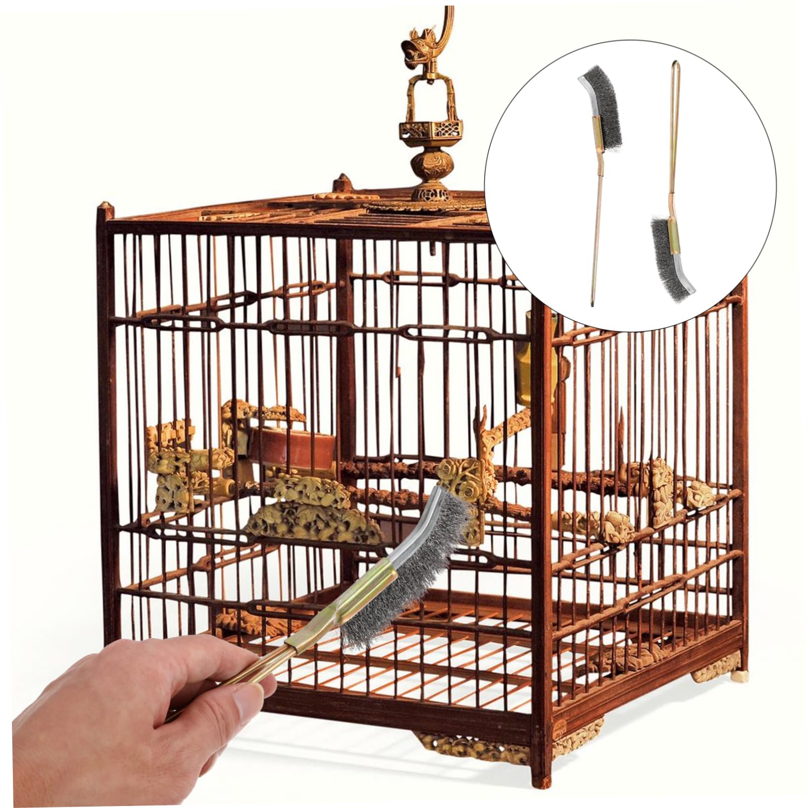 VANZACK 2 Pezzi Spazzola per Gabbia per Uccelli Gabbia per Uccelli Budgie Pulitore Gabbia per Animali Domestici Spazzola per Pulizia Spazzola per Pulizia del Pavimento Spazzola per