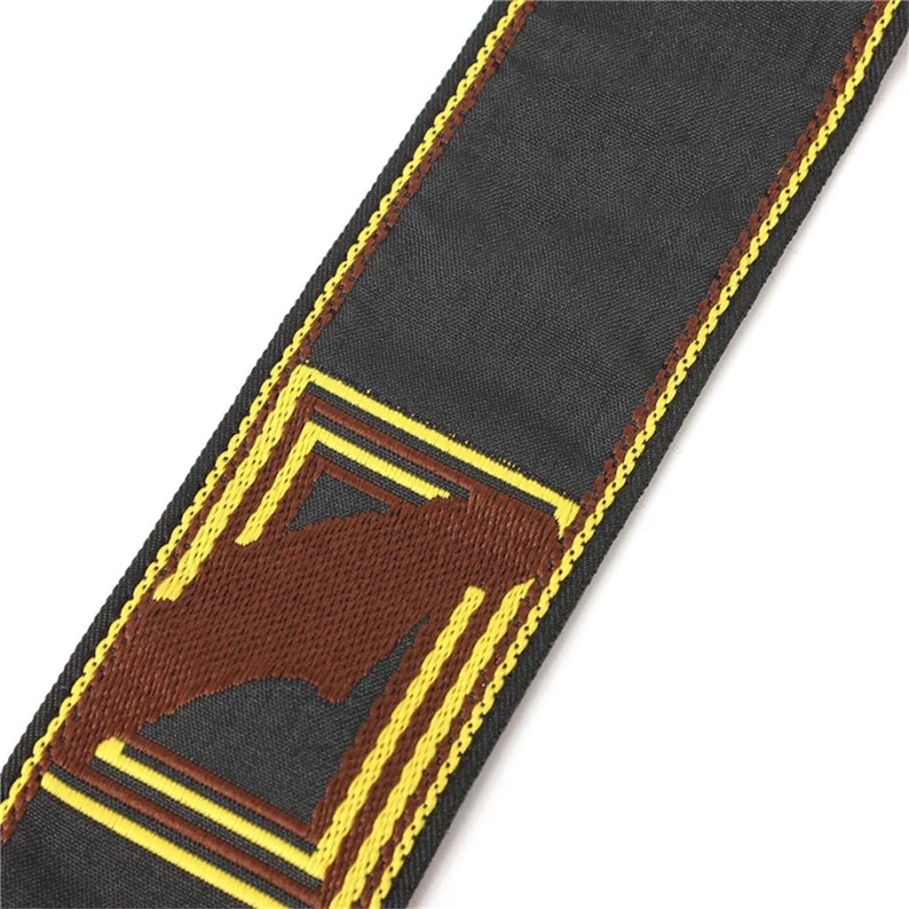 Classic Embroidery Acoustic Electric Guitar Strap Ajustable Nylon PU Leather Ends