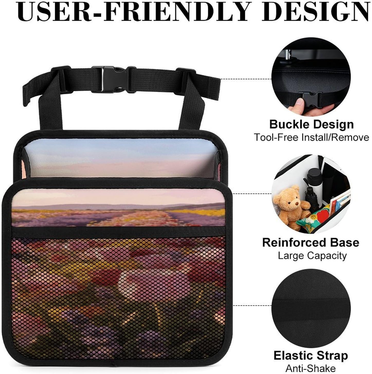Evening Cloak of Colorful Weaving PU Leather Car Seat Organizer,Backseat Car Organizer for Hold Phone,Snacks, Drinks, Handbag, Back Seat Car Organize Car Accessories Interior And Travel Essentials. image 4