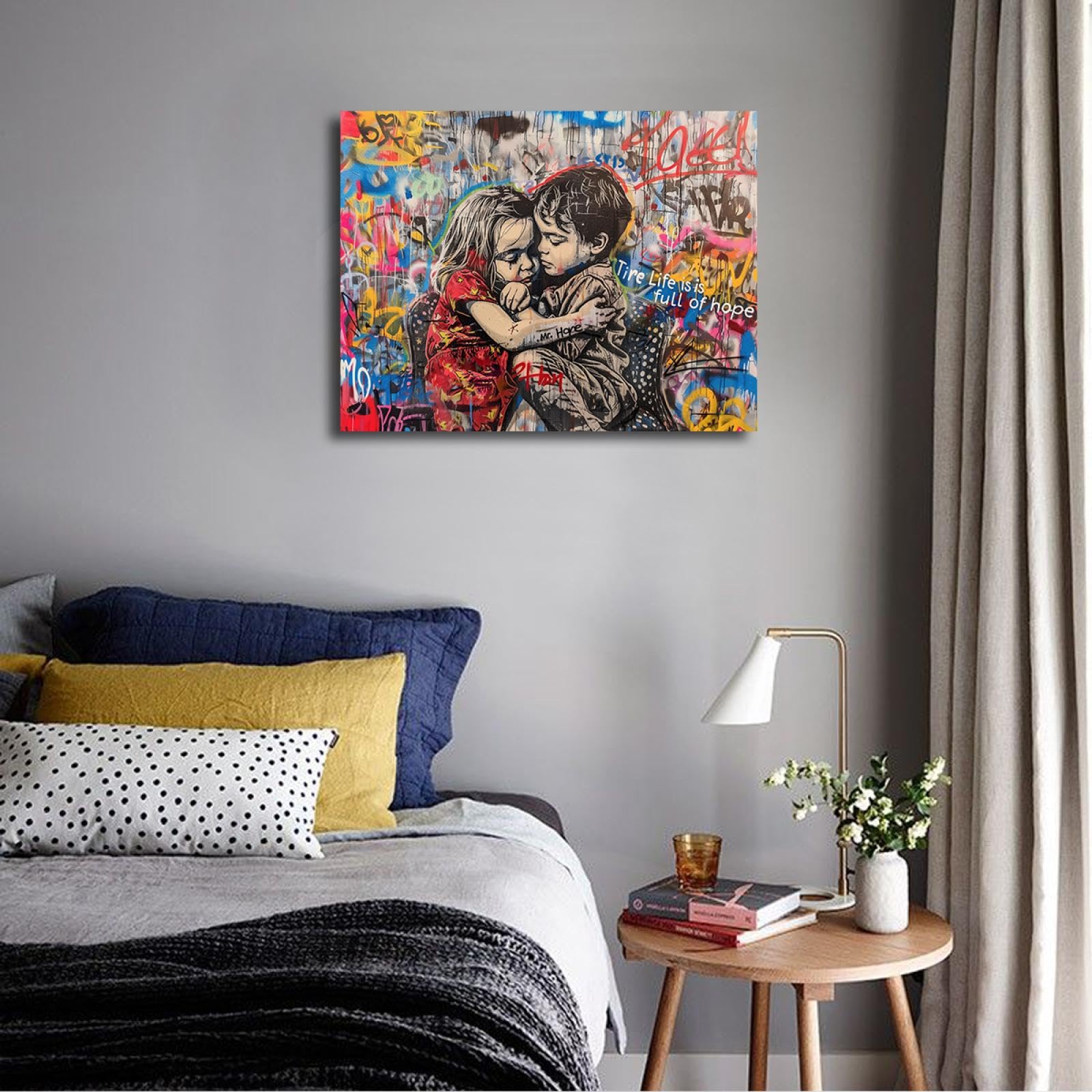UIRINGART Citation inspirante toile art mural garçons et filles impression sur toile Wall Decor Street Graffiti affiche œuvre pour salle de classe 75x105cm Cadre intérieur