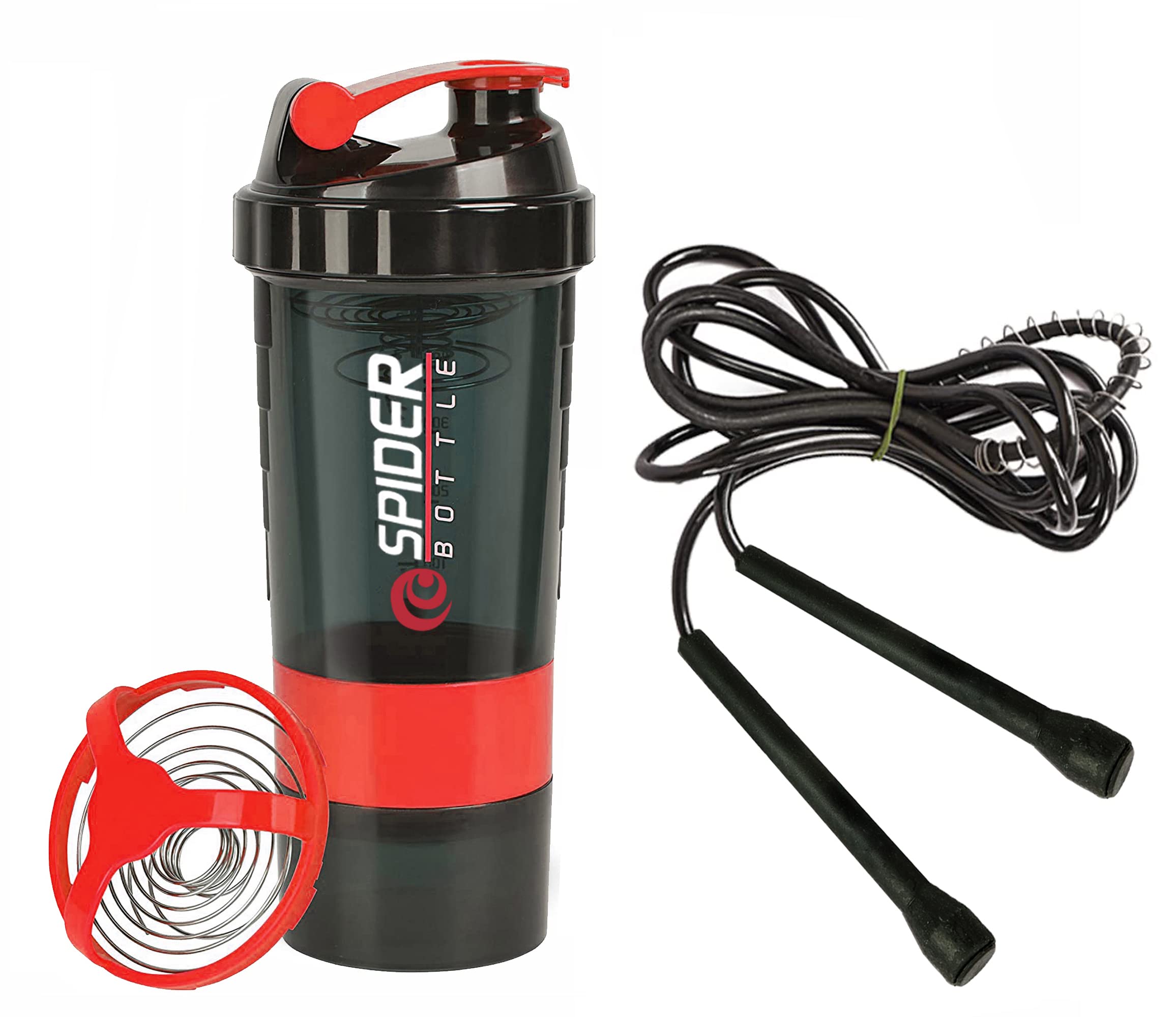 Cool Indian Combo of Skipping Rope for Workout and BPA Free Shaker for Men, Women, Boys and Girls, Gym Training, Exercise and Workout.(Pack of 2) (Red)-picture-12