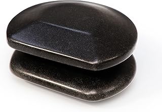 Master Massage 2-Piece Large Contoured Hot Stone Set – Three-Quarter Round Basalt Lava Rocks for Deep Tissue, Trigger Point & Acupressure Therapy – Professional Massage Tools