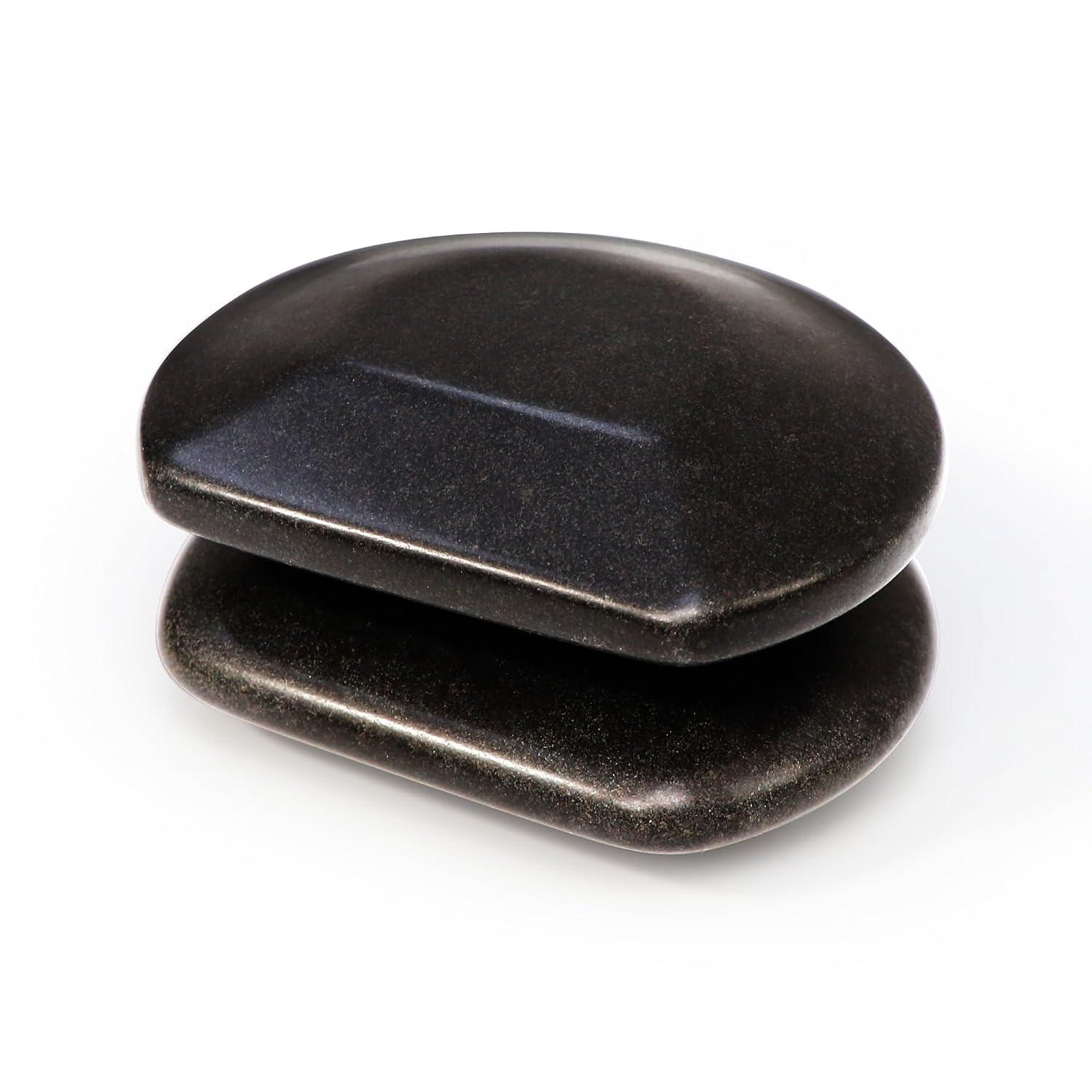 Master Massage 2-Piece Large Three Quarter Round Circle Circular Contour Hot Stones Set - Trigger Point and Acupressure Tools-Black Basalt Lava Rock Massage Tool Stones for Stone Massage - Large Size