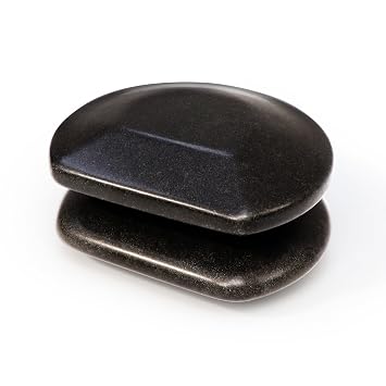 Master Massage 2-Piece Large Three Quarter Round Circle Circular Contour Hot Stones Set - Trigger Point and Acupressure Tools-Black Basalt Lava Rock Massage Tool Stones for Stone Massage - Large Size