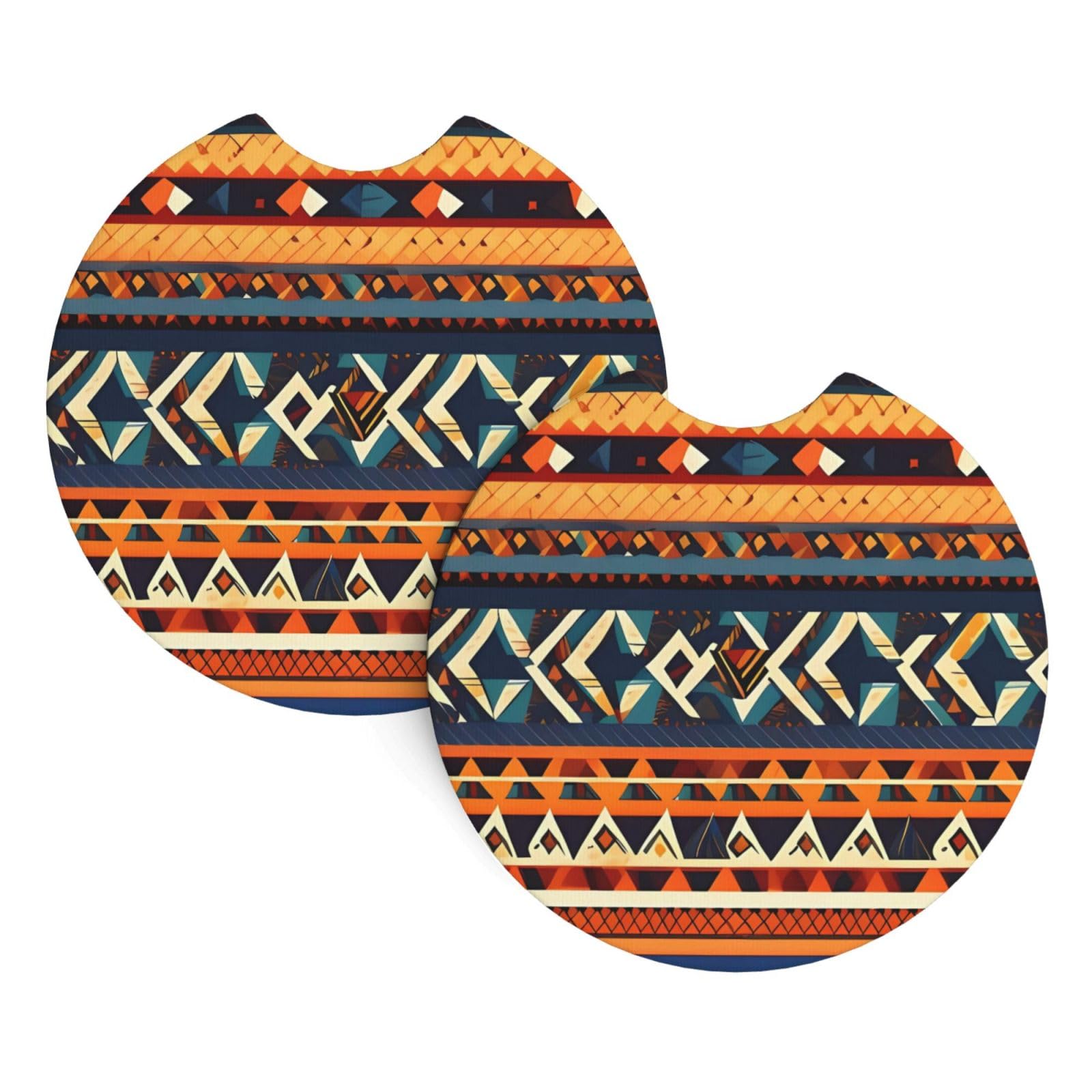 2 Pack Car Coaster for Cup Holders African National Patterns Car Cup Coaster 2.7" Neoprene Non-Slip Automotive Cup Mat Universal Auto Car Interior Accessories for Women Men Cup Pad